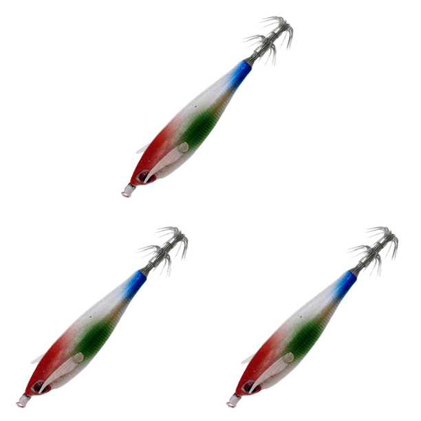 Señuelo Pesca Luminoso Plantillas Calamar Anzuelo Artificial Cebo para Peces () Rojo Verde Y Azul