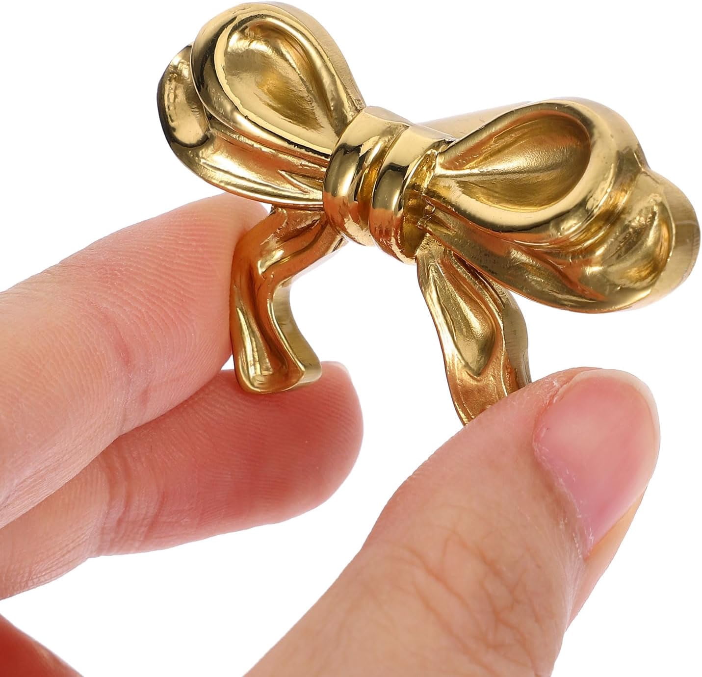 CATPAN 2 Packs  Solid Brass Bow Drawer Pulls - Elegant Vintage Gold Cabinet Knobs for Dresser, Kitchen, Wardrobe - Antique Finish Hardware Pulls
