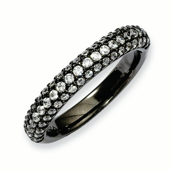 Sterling Silver Pavâ€š Ruthenium-plated 61 Stone Cubic Zirconia Ring