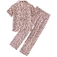 thumbnail image 5 of Aideaone Girls Pajamas Set 2 Piece Printed Silky Button Down Sleepwear with Short Sleeve Top and Long Pants 5-14 Years, 5 of 7