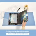thumbnail image 5 of Dailycode 2 Pack Pencil Pouch for 3 Ring Binder Smooth Zipper Folders with Pockets Clear Window Pencil Case, Peacock with Moon, 5 of 6