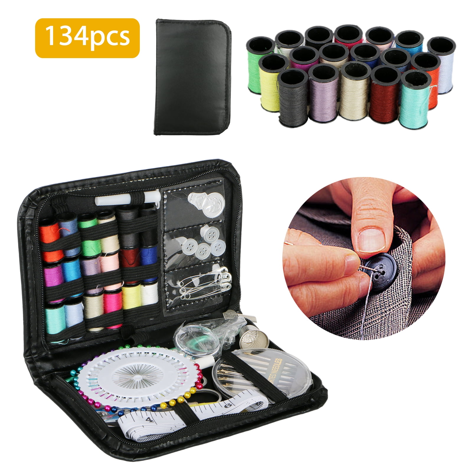 Sewing Kit,134pack Highly Rated Mending Sew Storage Set Scissors
