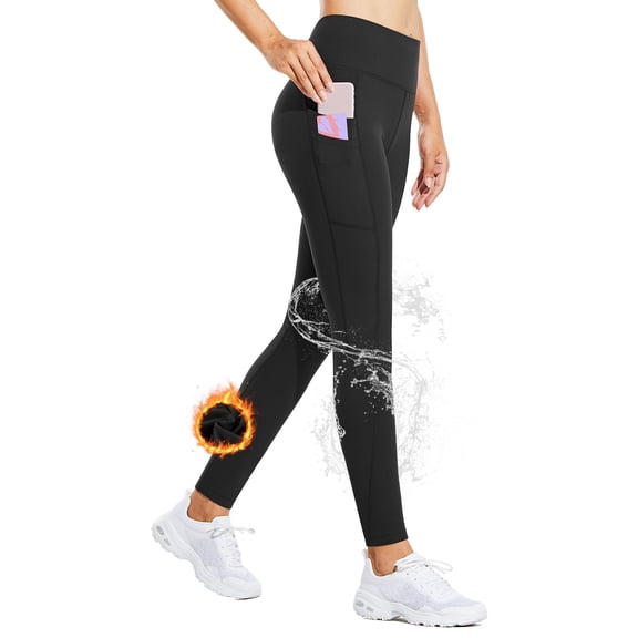 Leggins BALEAF con forro polar, impermeables, térmicos, de invierno, para mujer