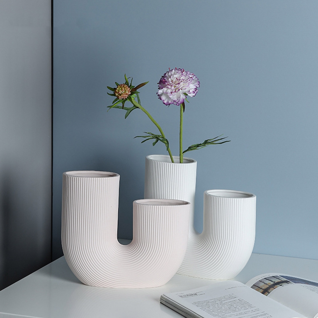 Milue Striped U-shaped Silicone Candle Mold Flower Pot Succulents Planter Vase Mould