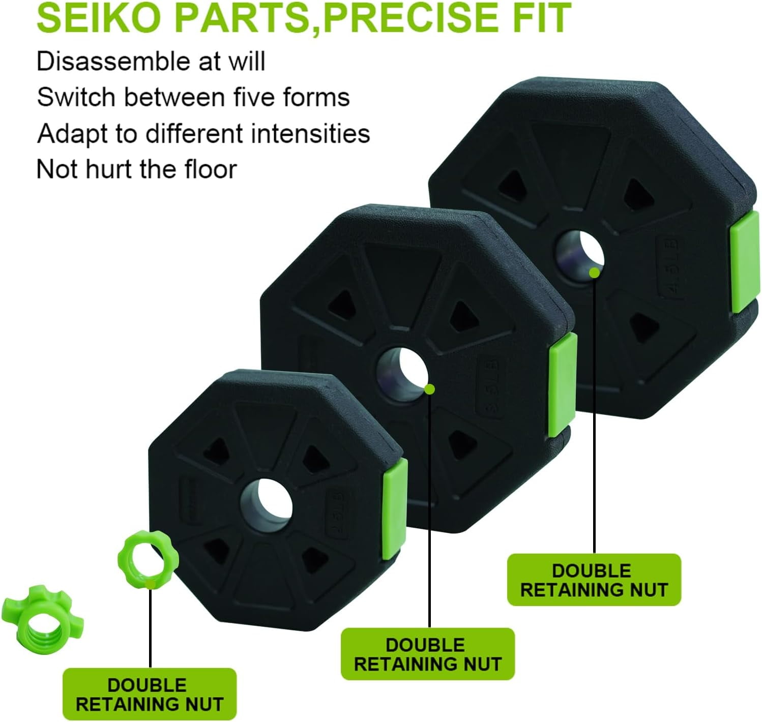 Adjustable Weight Dumbbell Set, 44LBS 4 in1 Dumbbells Set, Barbell Kettlebells Push Up Stand for Home Gym, Fitness Exercise Equipment for Men and Women Green One size
