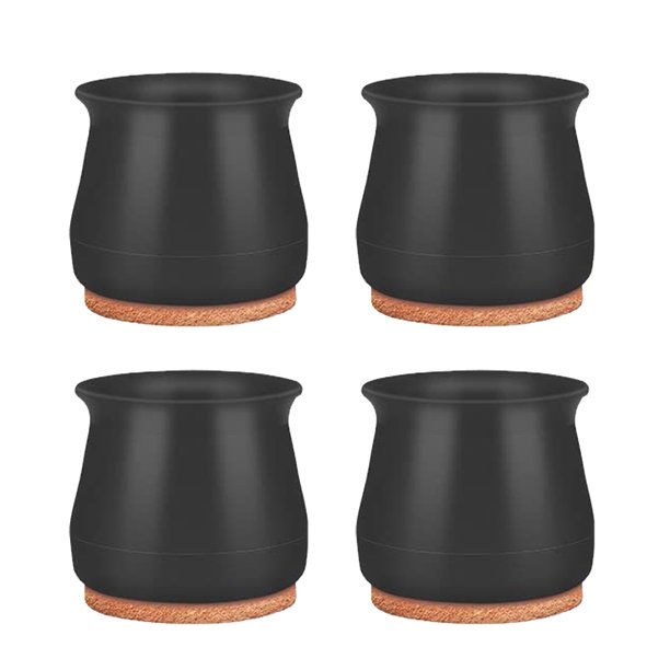 4Pack Silicone Chair Leg Floor Protectors with Felt, Extra Small Chair