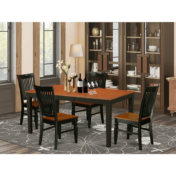 East West Furniture Dining Room Set Black & Cherry, NIWE5-BCH-W