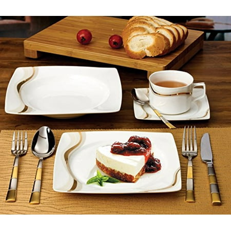 Florentine Bone China - Lorren Home Trend Dora 57-Piece Bone China Dinnerware Set (Service for 8)
