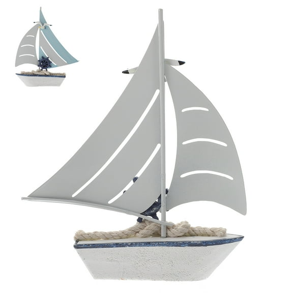 Mediterranean Nautical Sailboat Model - Marine Style Miniature Rowboat for Office and Bedroom Decorative Display