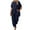 Navy, variant on Womens 2 Piece Lounge Set Plus Size Solid Color Short Sleeve Tops Pant Loungewear Sets Casual Loose Sweatsuit (Black 4XL)