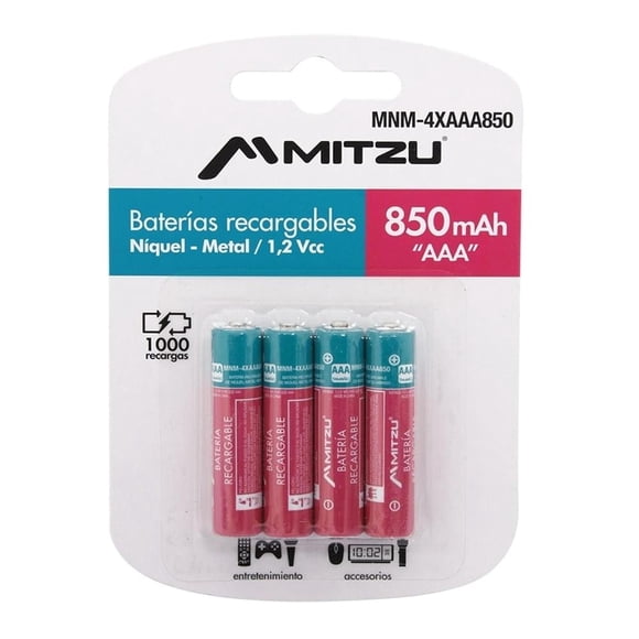 Pilas Mitzu Multi Recargables AAA 4 Piezas