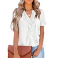 thumbnail image 1 of Guardurnaity Camisa de manga corta para mujer, cuello en V, para verano, playa, trabajo, cita, escuela, moda, blusas simples con blusa de encaje, Ropa, zapatos y accesorios Miscelánea Blanco METRO, 1 of 6