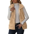 thumbnail image 2 of Women's Double Sided Fleece Vest, Zipper Front Sleeveless Jacket, Oversized Knit Cardigan, Side Pocket Layering Piece, Soft Plush Outerwear, Autumn Winter Warm Wear Beige L, 2 of 4