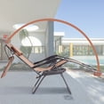 thumbnail image 2 of Gymax Chaise Longue Inclinable Pliante avec Auvent Pare-Soleil Porte-Gobelet Brun, 2 of 10