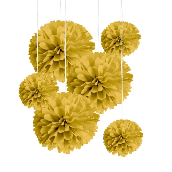 Celebrate It Gold Paper Pom Poms, 12 Packs: 6 ct. (72 total)