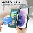 thumbnail image 3 of Dteck Zipper Wallet Pocket Case for Samsung Galalxy S23 FE, Shockproof with Card Holders for Women Men Premium PU Leather Embossed Patterned Flip Folio Stand Wristlet TPU Inner Shell Phone Case, Green, 3 of 11
