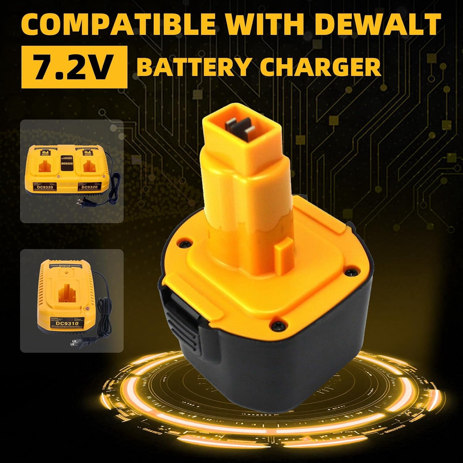 4Pack 7.2V Ni-MH Battery Replacement for Dewalt 7.2V Battery DW9057 DE9057 DE9085 DW920K DW920K2 DW925K DW925K2 DW968K