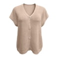 thumbnail image 3 of Spring Cardigans for Women Short Sleeves Knitted Button Up Sweater Cardigan V Neck Casual Sweater Coat Short Sleeves Sweater Cardigans for Women (Khaki M), 3 of 4