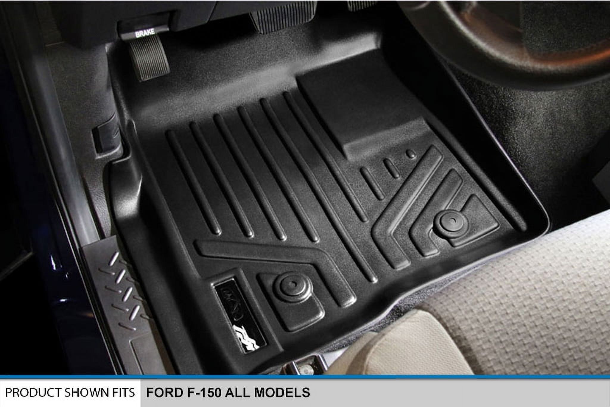 SMARTLINER Custom Black Floor Mats For 2015-2022 Ford F-150 SuperCab (Front Bench Seat) - 2 Row Set