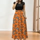 thumbnail image 4 of Faldas largas Vestido informal con cuello redondo, traje de vacaciones de estilo elegante y ajustado para mujer de talle alto Ygjytge Naranja T L para Mujer, 4 of 6