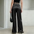 thumbnail image 4 of Dwellite Pants for Women Satin Wide Leg Dress Pants Waistband Casual Long Flowy Loose Trousers 2026 Black L, 4 of 6