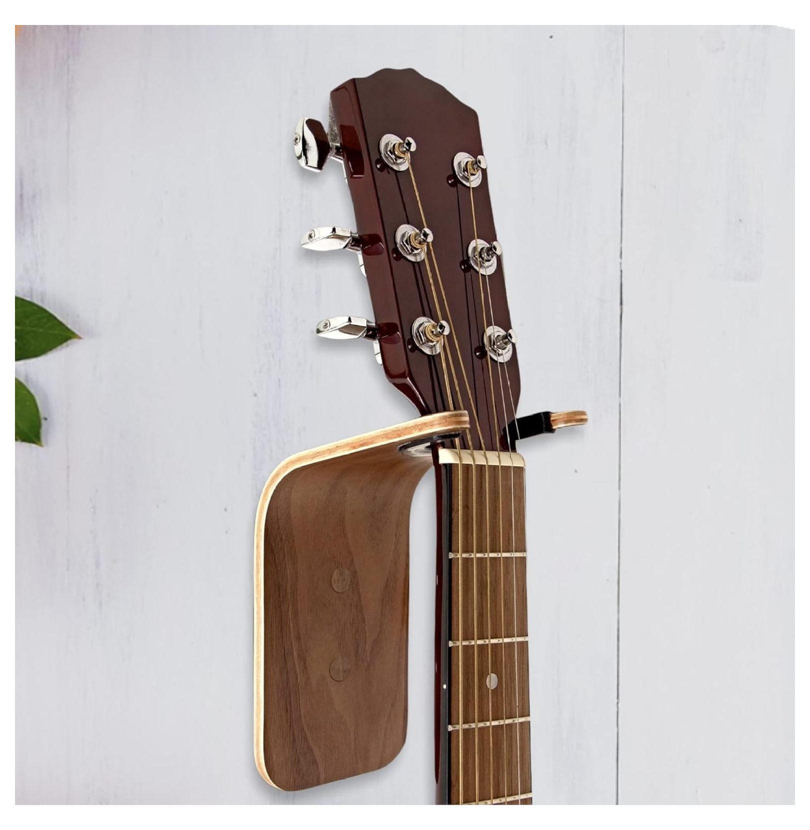 Guitar Wall Hanger - Secure Guitar Wall Mount for Acoustic/Ukulele - Space-Saving Guitar Accessories - Easy to Install Guitar Hook - Design Guitar Stand for Home/Studio Neck up to 2 in (50mm)