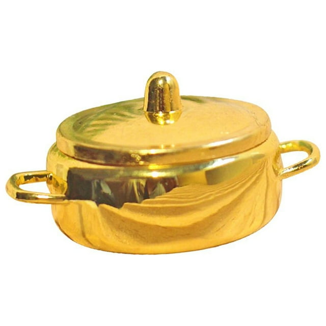 Modelo de Metal Mini olla de sopa muebles de casa de muñecas juguete de casa de muñecas utensilios de cocina DIY, simulación 1/6 1/12
