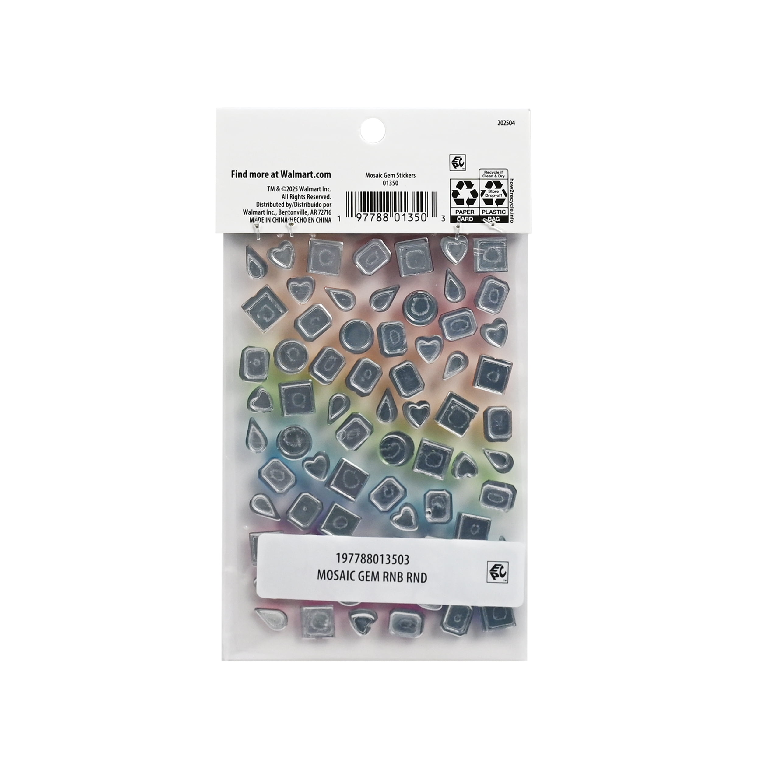 Hello Hobby Mosaic Gem Art Stickers – 70-Piece Set for Crafts and Classrooms