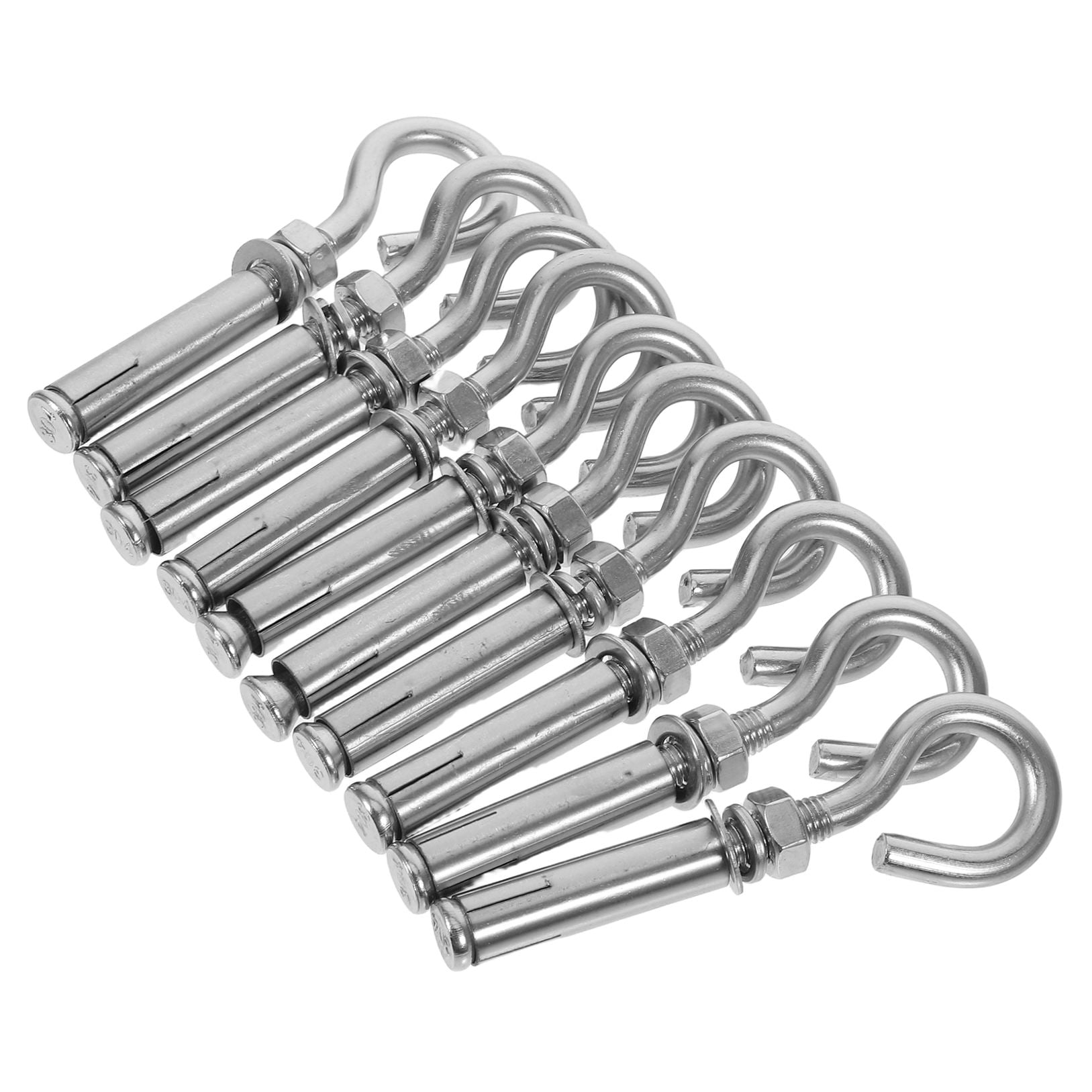 Hemoton Stainless Steel Expansion Hook Eye Bolt for Concrete Wall Anchors Silver 10pcs