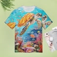 thumbnail image 4 of Nautical Green Sea Turtles Women's Short Sleeve T-Shirt Crew Neck Casual Summer Trendy Loose Fit Tops, 4 of 6