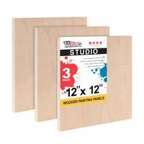 U.S. Art Supply 12" x 12" Birch Wood Paint Pouring Panel Boards, Studio 3/4" Deep Cradle (Pack of 3)