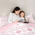 thumbnail image 4 of Manfei Boho Aztec Tribal Queen Comforter Set, Bohemian Geometric Comforter Sets Queen, Blush Pink, Pink Reversible 3 Pieces, 1 Comforter and 2 Pillowcases, 4 of 6