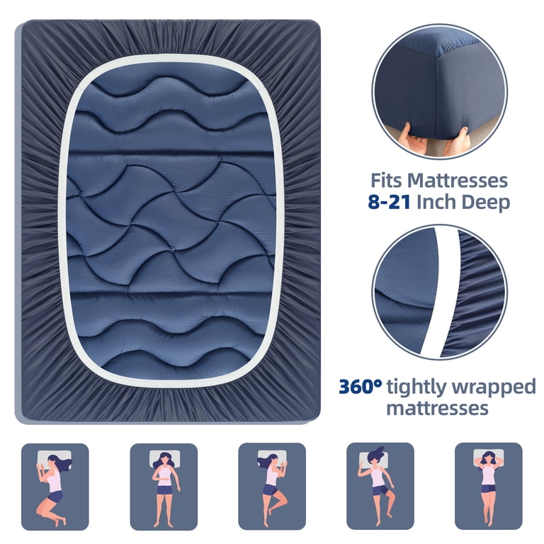 BDEUS Twin Mattress Pad, Breathing Microfiber Dark Blue photo 4