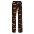 thumbnail image 3 of QWKLEAJ Halloween Pajama Pants Women Loose Wide Leg Lounge Pants Elastic Waist Sleepwear Holiday Party Bottoms Novelty Print Trousers Cozy Home Wear Fall Autumn Nightwear, 3 of 5
