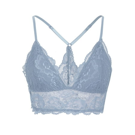 Bralettes for Women Lace Wireless Bra V Neck Racerback Crop Top Adjustable Lingerie