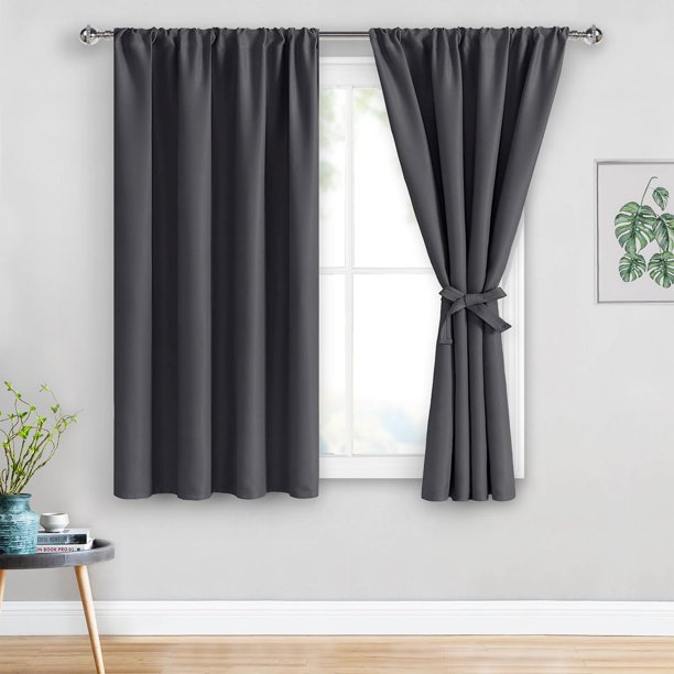 Jiuzhen Cortinas Opacas Para Dormitorio – Cortinas Con Aislamiento Térmico Para Oscurecer La Habitación, Cortinas Con Bolsillo Para Sala De Estar, Juego De 2 Paneles Con Alzapaños De 42 X 45 Pulgadas