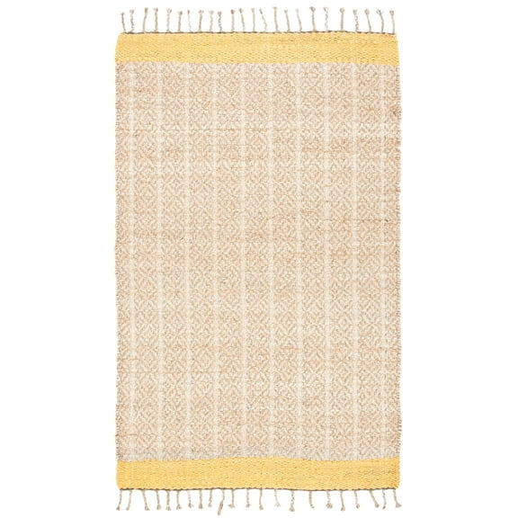 SAFAVIEH Cape Cod Kristen Distressed Area Rug, Gold/Natural, 6' x 6' Square