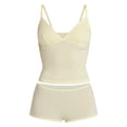 thumbnail image 5 of No Boundaries Fit Stretch Picot Trim Cami and Shorts Pajama Set, 2-Piece, Women's XS-XXXL, 5 of 5