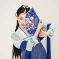 thumbnail image 2 of Folding Fan Multipurpose Decorative Beautiful Eye-catching Exquisite Workmanship Festival Gift Lace Decor Chinese Style Flower Print Handheld Dance Fan Show Accessories, 2 of 8