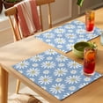 thumbnail image 4 of Blue Daisy Placemats Set of 8 Spring Floral Elegant Pastoral Botanical Place Mats Indoor Wipeable Table Mats Washable Cloth Dining Table Placemats for Kitchen Holiday Party Home Decor 13x19 Inch, 4 of 9