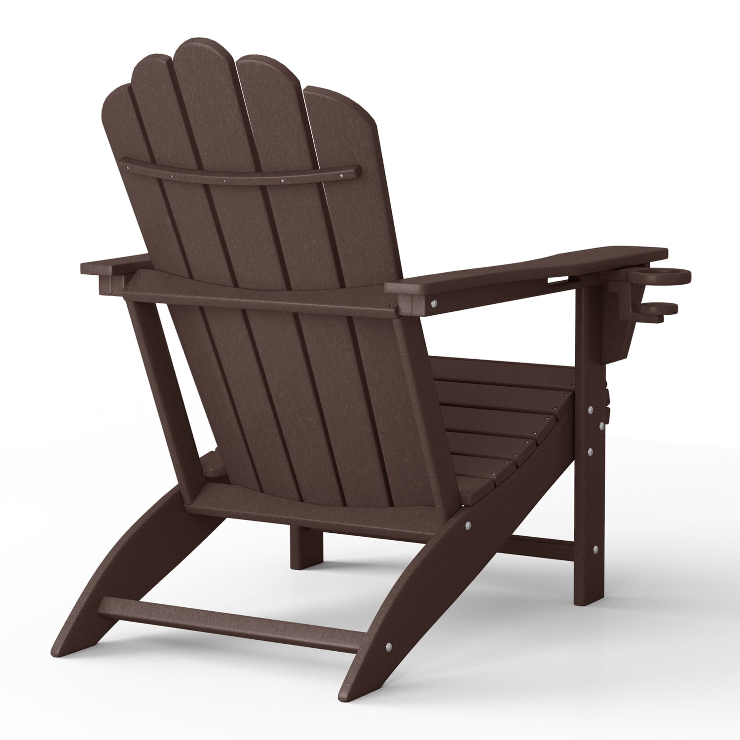 WestinTrends Highland Outdoor Patio HDPE Adirondack Chairs With Cup Holders (Set of 2), Dark Brown