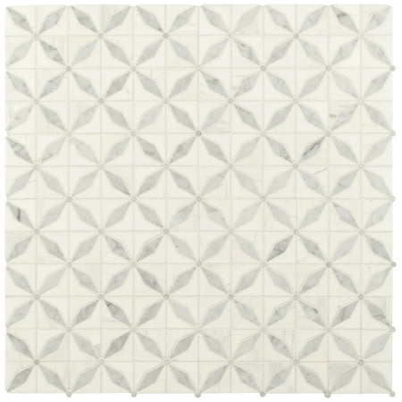 MSI Bianco Starlite 12 in. x 12 in. x 10 mm Polished Marble Mesh-Mounted Mosaic Tile (10 sq. ft./Case)