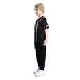 thumbnail image 3 of TOPTIE Boys Baseball Jersey, Kids Button Down Jersey T-Shirt Softball-Black White-10T, 3 of 8