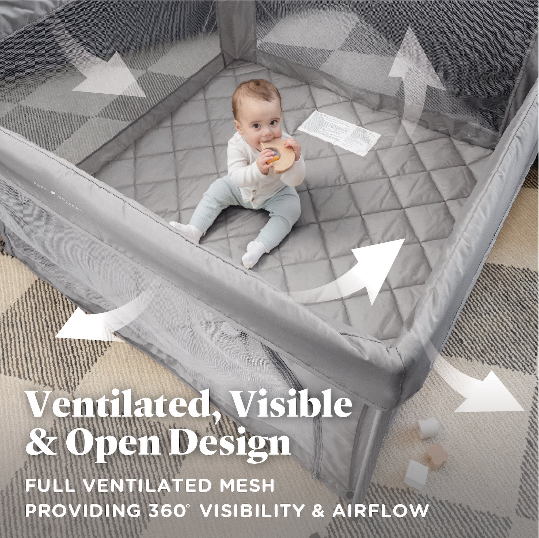 Baby Delight Playport Portable Playard, Spacious, Breathable & Travel Ready, Grey
