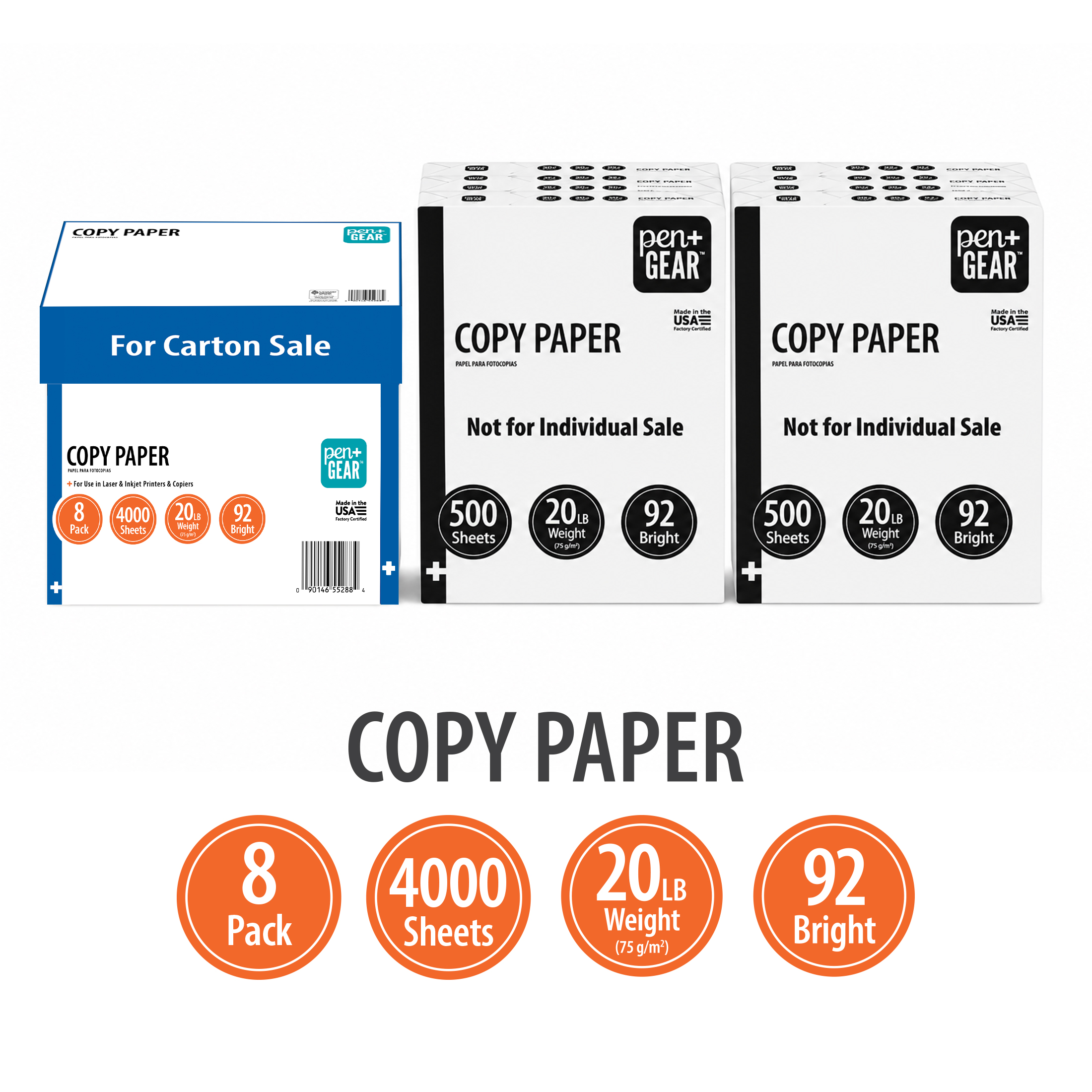 Pen+Gear Copy Paper, 8 Ream Case, 4000 Sheets photo 2