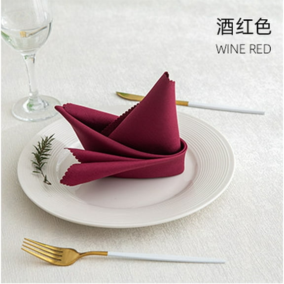 Nvzi 12Pcs Dark Red cloth napkins -13.78×13.78 inch washable polyester napkins, solid color napkins, reusable restaurant holiday dinner and daily napkins