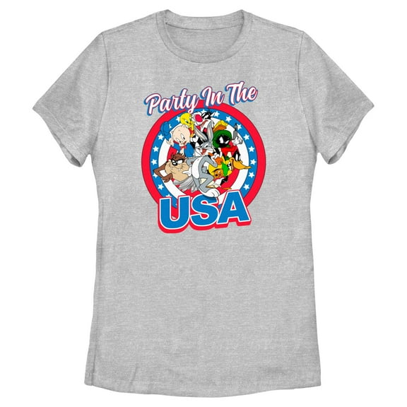 Women's Looney Tunes Party in the USA Crew Graphic T-Shirt