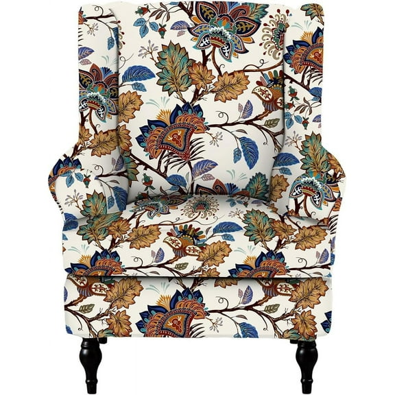 CHUNTIAN Polyester Wing Chair Covers 2 Piece Stretch Wingback Chair Slipcover Solid Wingback Armchair Covers with Elastic Bottom for Living Room Bedroom Wingback Chair,A32