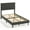Gray, variant on Costway Queen Size Velvet Bed Frame with Height Adjustable Chevron Headboard,Noise Free Beige