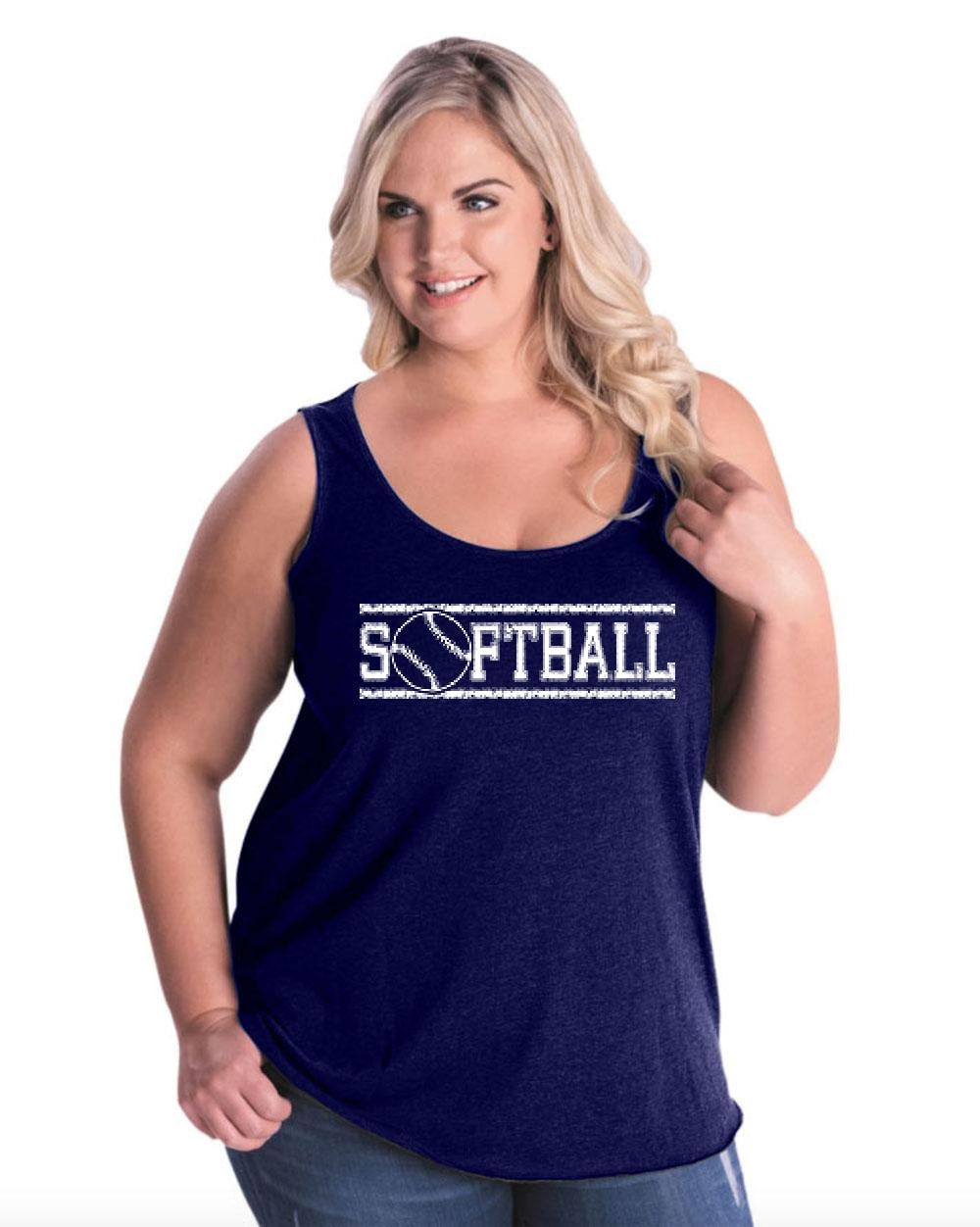 MmF Women's Plus Size Tank Top, up to Size 28 Softball with Ball